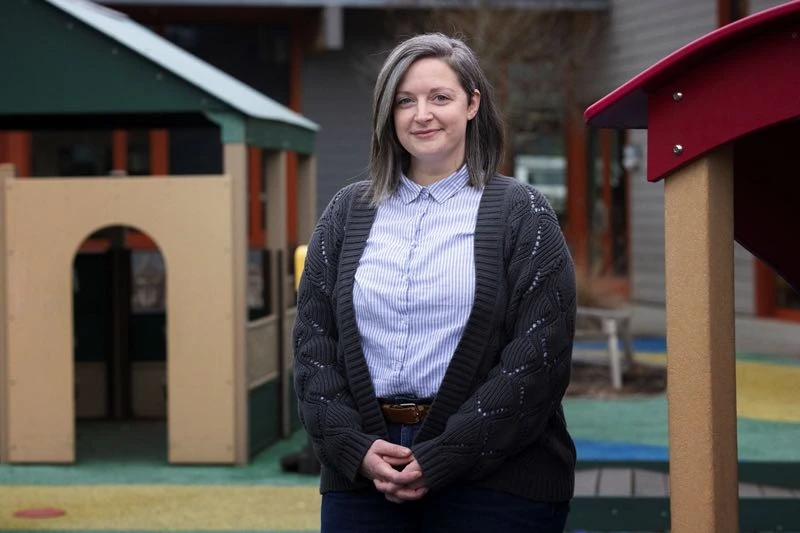 PMG PHOTO: JONATHAN HOUSE - Caitlin Curtis works with preschoolers at Neighborhood House in southwest Portland.  She oversees the Early Childhood Education Program., Southwest Community Connection - News Pre-K Program Manager Caitlin Curtis prepares young children for lifelong success Early Childhood Education Championed at Neighborhood House