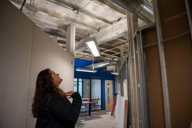 Lindsey Potter of Battle Creek turns the historic Sullivan Barn into a daycare center, pictured November 3, 2021 in Battle Creek, Michigan. The center, Bright Light Early Care & Education, is scheduled to open in mid-December.