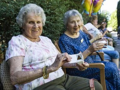 Butterflies are released by Gilmore Gardens nursing home residents Patricia McKendrick (left) and Friedel Whiting in Richmond on Friday.