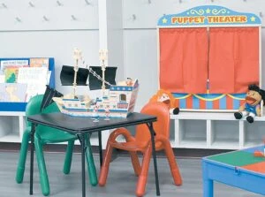 Above: The main office and classroom at the HUB will be used by early childhood students and their families when they attend monthly learning opportunities such as Trojan Tykes. Bottom: The Early Learning HUB is the first program of its kind in Porter County, but it was modeled after similar programs like the one at Crown Point Schools. According to Jarka, although the program is modeled after another, she believes Curtis and Kitchel developed it.